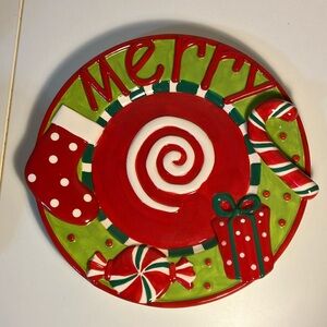 Christmas Serving Earthenware Platter.